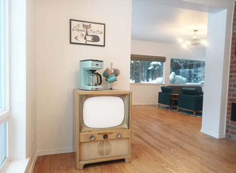 This 1952 Motorola television is the perfect coffee station.