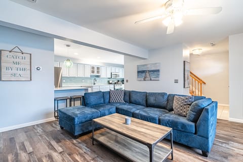 Living Room with Coffee Table and large sectional sofa