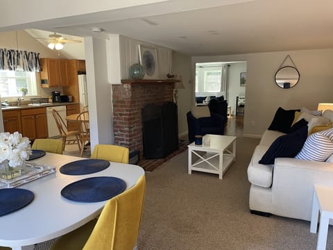 Open living room and dining room