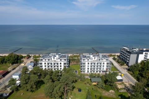 A bird's eye view of the luxury development in which the flat is located.