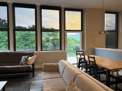 living/dining room open to deck