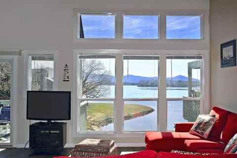 View of Smith Mountain and wide cove for tubing, skiing, paddling, etc