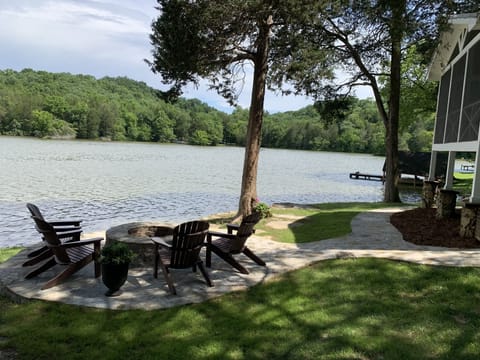 Rock patio and firepit