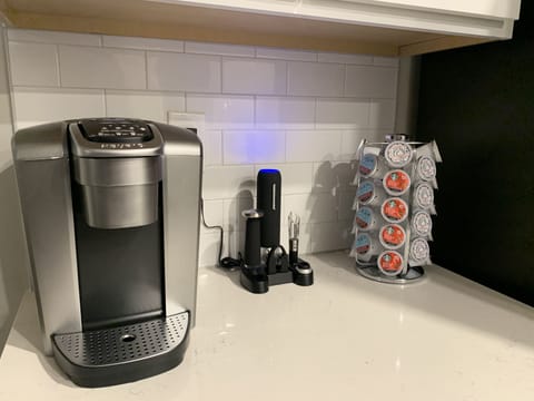 Keurig for hot or cold brew, auto wine bottle opener and complimentary k-cups