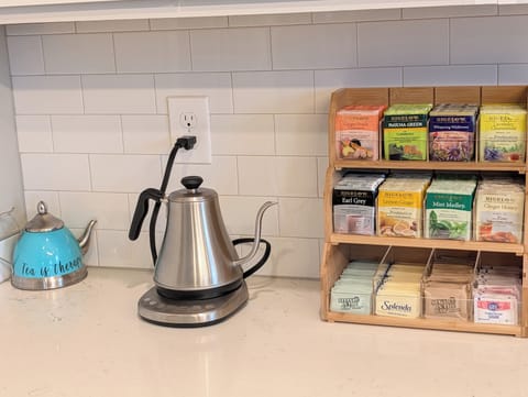 We offer an assortment of complementary tea and sweeteners with a digital kettle
