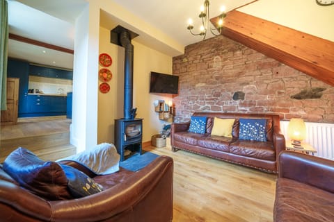 2 Eden Grove Cottages - Living Room with Log Fire