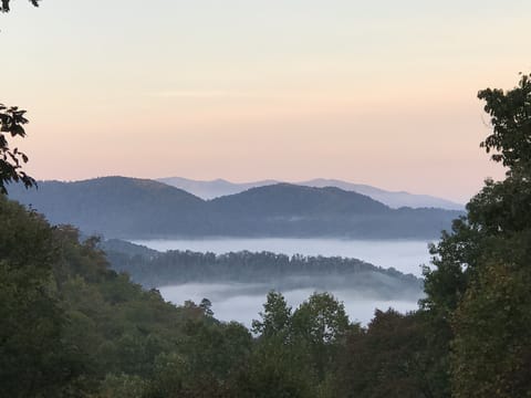 Low hanging morning clouds at Little Pond.