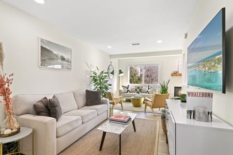 2nd floor Main living area with super comfy queen pull out bed and smart tv