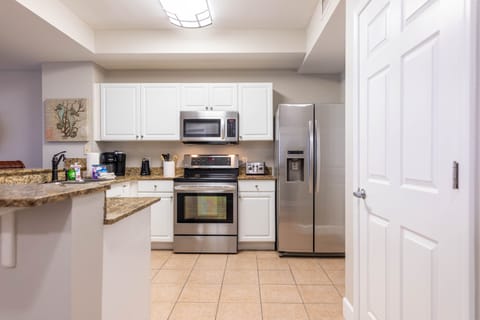 Fully stocked kitchen.