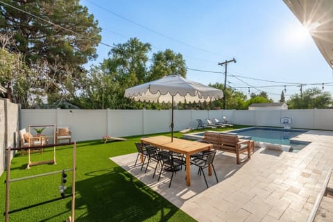 New heated pool and spa.