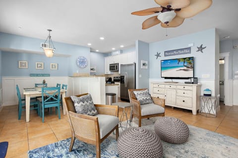 Living area has LED smart TV, wireless internet throughout & a queen sleeper sofa