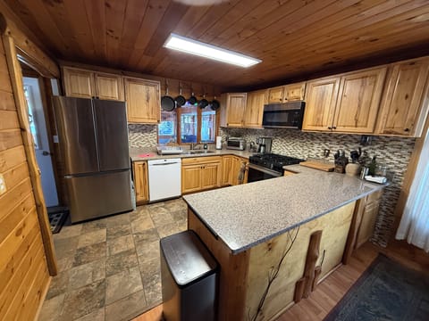 Refrigerator is equipped with an ice maker.