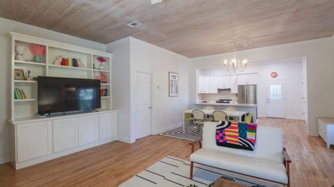View of living area, dining area & kitchen