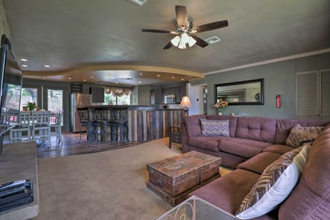 Comfortable sectional in great room with room to gather and socialize