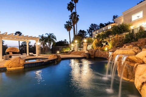 Pool, Waterfall, Hot Tub, Front of the House