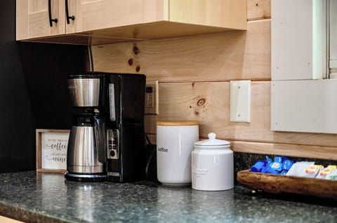 Coffee, tea, hot cocoa, sugars and creamers provided during your stay!