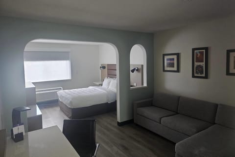 Suite, 1 Queen Bed with Sofa bed, Hearing Accessible, Non Smoking (Mobility, Roll-In Shower) | Premium bedding, down comforters, pillowtop beds, desk