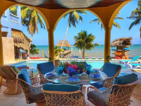 Dine poolside or Indoors - we can seat up to 12 people inside and out.