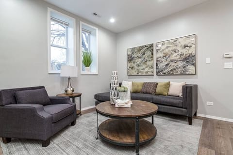 Living Room / Fully stocked kitchen