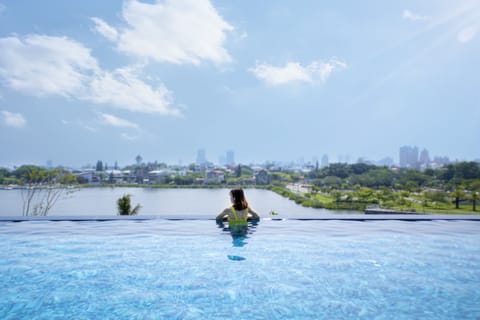 Outdoor pool, open 7:30 AM to 9:30 PM, pool umbrellas, sun loungers