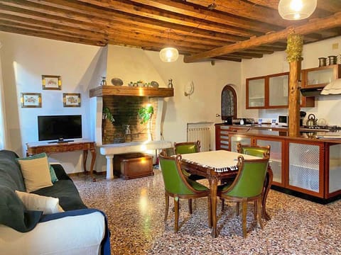 living room with open plan kitchen