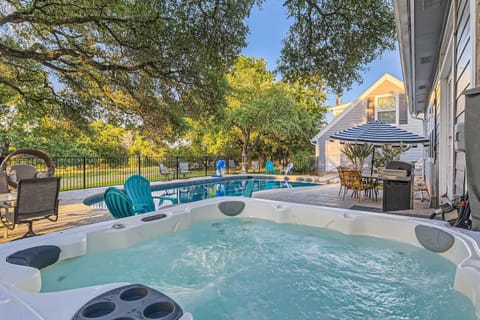 Here is another view of your refreshing swimming pool and hot tub.