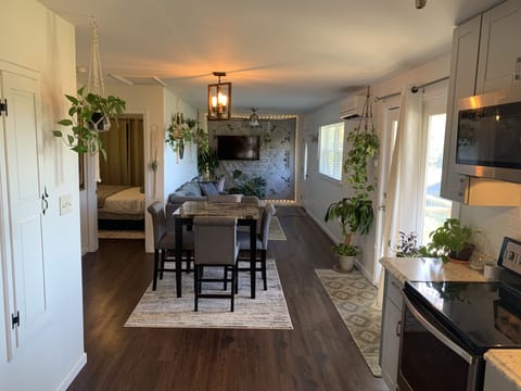 View from kitchen towards TV