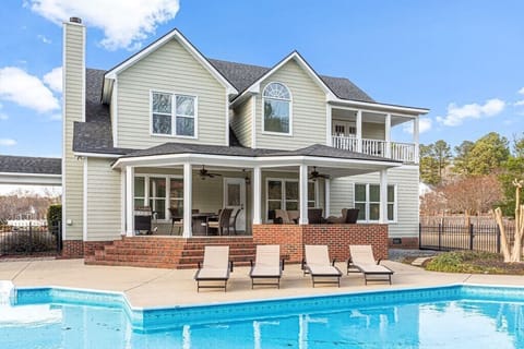 Back yard w/ pool and deck
