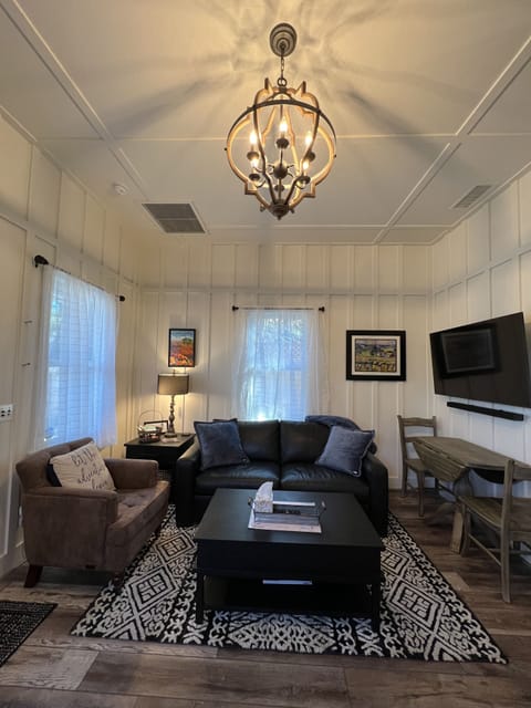 The living room area with all the creature comforts for your stay!