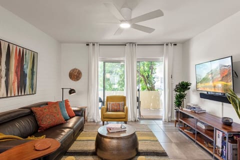 Welcome to the living room with a pullout couch.