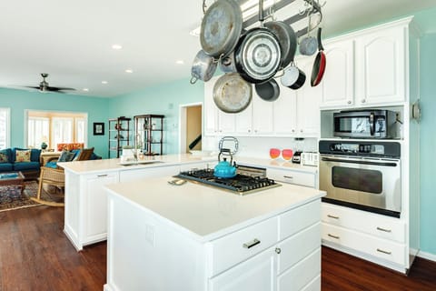 Large kitchen island makes prep and serving food easy