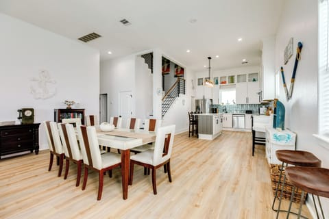 The adjacent kitchen will make serving homecooked meals a breeze