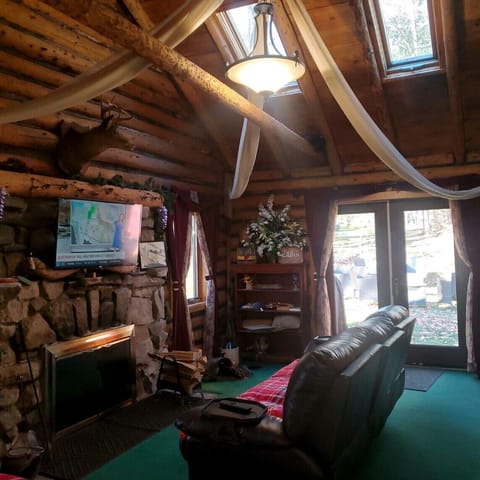Big Den, Tv, Fireplace ,2 big recline sofas. fire wood