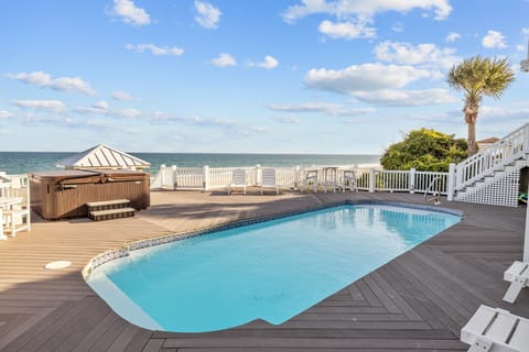 Oceanfront pool and Hot tub. Pool can be  heated.