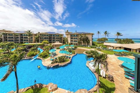 Kauai's best pool with waterslides, lazy river & sandy-bottom lagoons