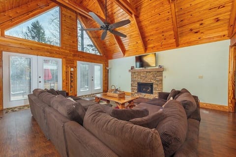 When you move inside, the view out of the floor to ceiling windows will bring in the natural lighting and cozy mountain feel.