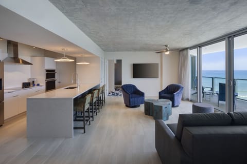 2 Bedroom Ocean & City South View Residence | Living area | 65-inch flat-screen TV with cable channels, TV