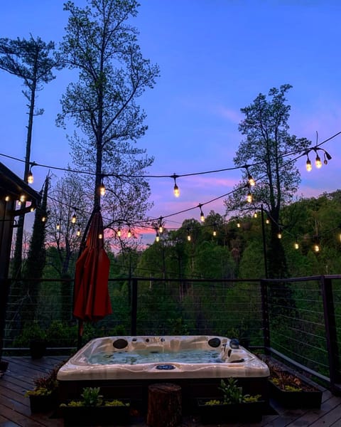 hot tub at sunset