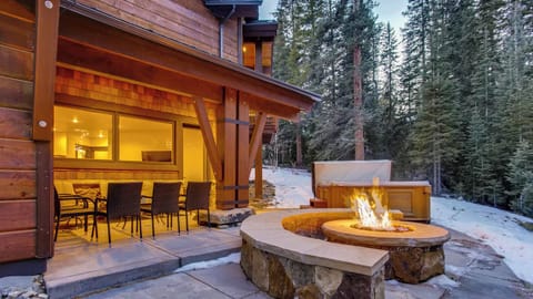 Fire pit by the hot tub