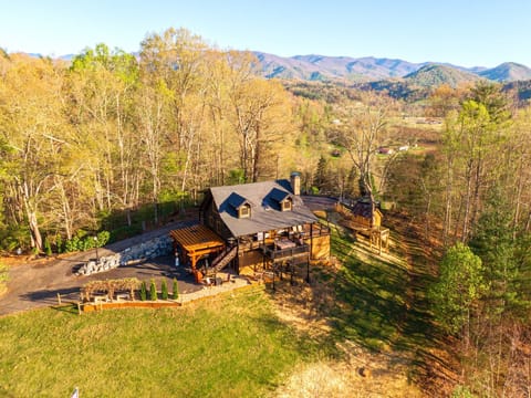 Aerial view of the property with EPIC southwestern Blue Ridge Mountain views!