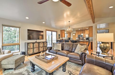 Living room and view of kitchen