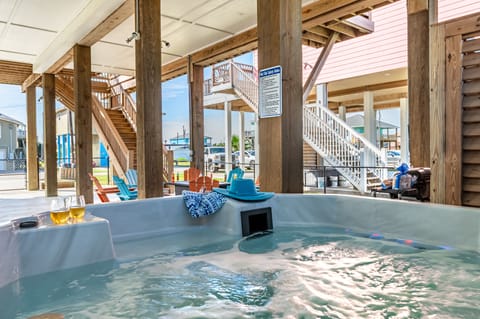 Warm up this Winter with a brand new 7-person hot tub or relax by the fire table