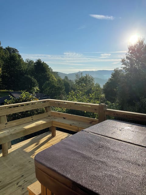 Mountain view from our new deck and 2-3 person hot tub. 