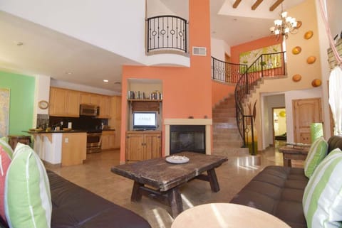 Spiraling staircase leading to second floor in El Dorado Ranch San Felipe Mexico rental condo 23-4