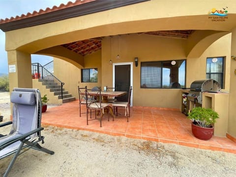 Unwind in the privacy of your rear patio at Casa Dooley vacation rental inside Los Medanos, El Dorado Ranch in San Felipe — perfect for sunset drinks or morning coffee away from the front street.