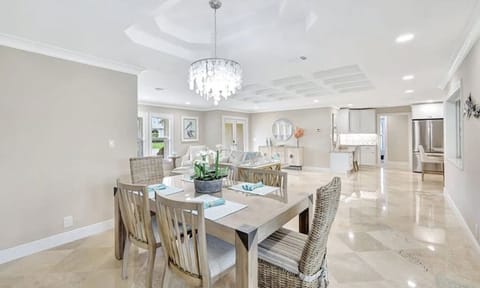 Dine in style beneath sparkling lights and open space