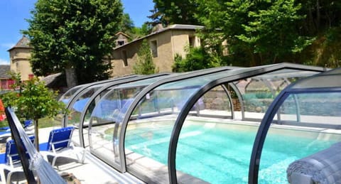 Outdoor pool, a heated pool, sun loungers
