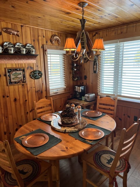 Dining area with View of Burt Lake. Seating for up to 6 