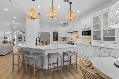 Modern kitchen with bar seating or 4