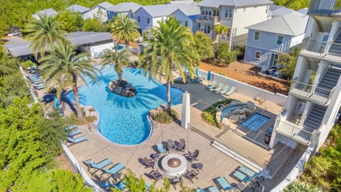 The heated community pool is just steps away